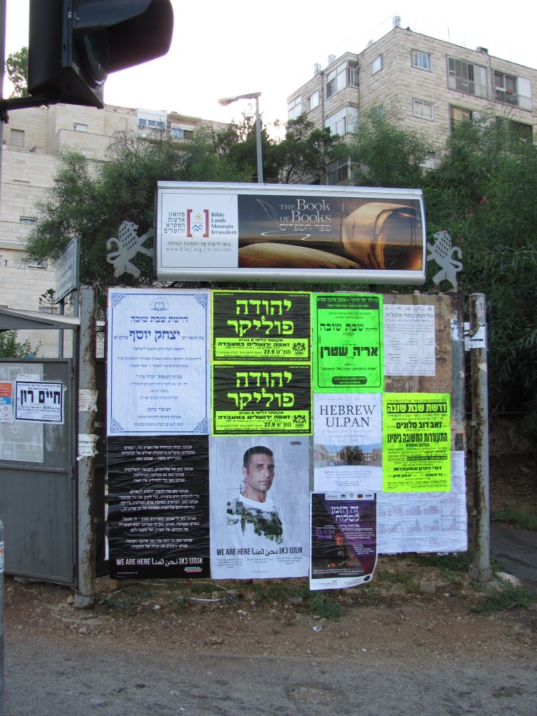 Billboard with "We are here" poster (photo J.Appleton)