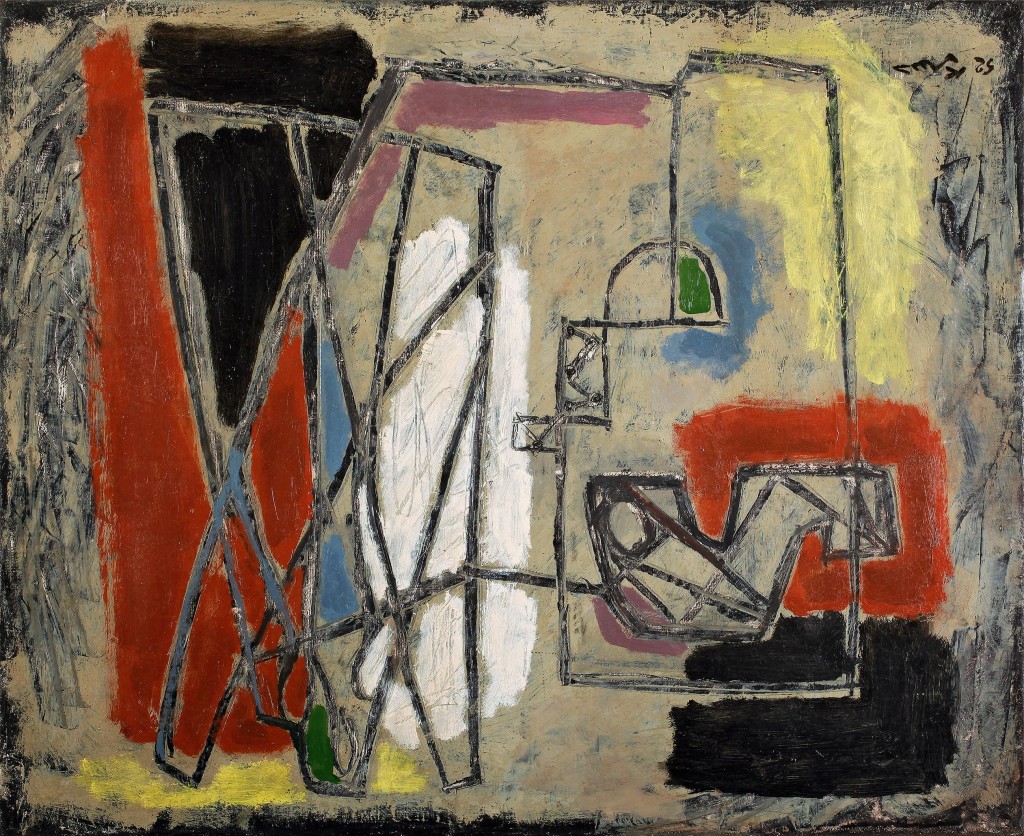 אהרון כהנא, אברהם ושלושת המלאכים, 1952, שמן על בד, צלם אברהם חי 60X73