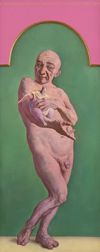 Sasha Okun, Yet Man is Born unto Trouble, as the Sparks Fly Upward' detail of triptych . photo Elad Sarig