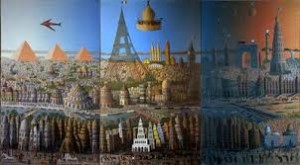 גבריאל כהן, ישראלי  מסביב לעולם ב-92 ימים, 1976 צבעי-שמן על בד 