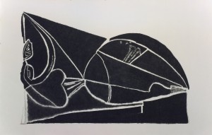 אירית חמו, ללא כותרת, בעקבות אהרון כהנא, 2016, פחם על נייר, 207,320 סמ