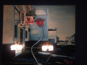 Martin Kippenberger Kellner Des… (Waiter Of. . .), 1991 Oil on canvas mounted on panel with wall lights 200×240.5×19